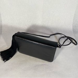 Judith Leiber small black snakeskin formal purse clutch
